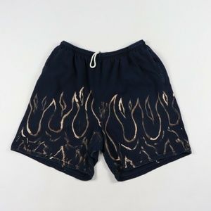 Vintage Custom Fire Flames Print Cotton Shorts